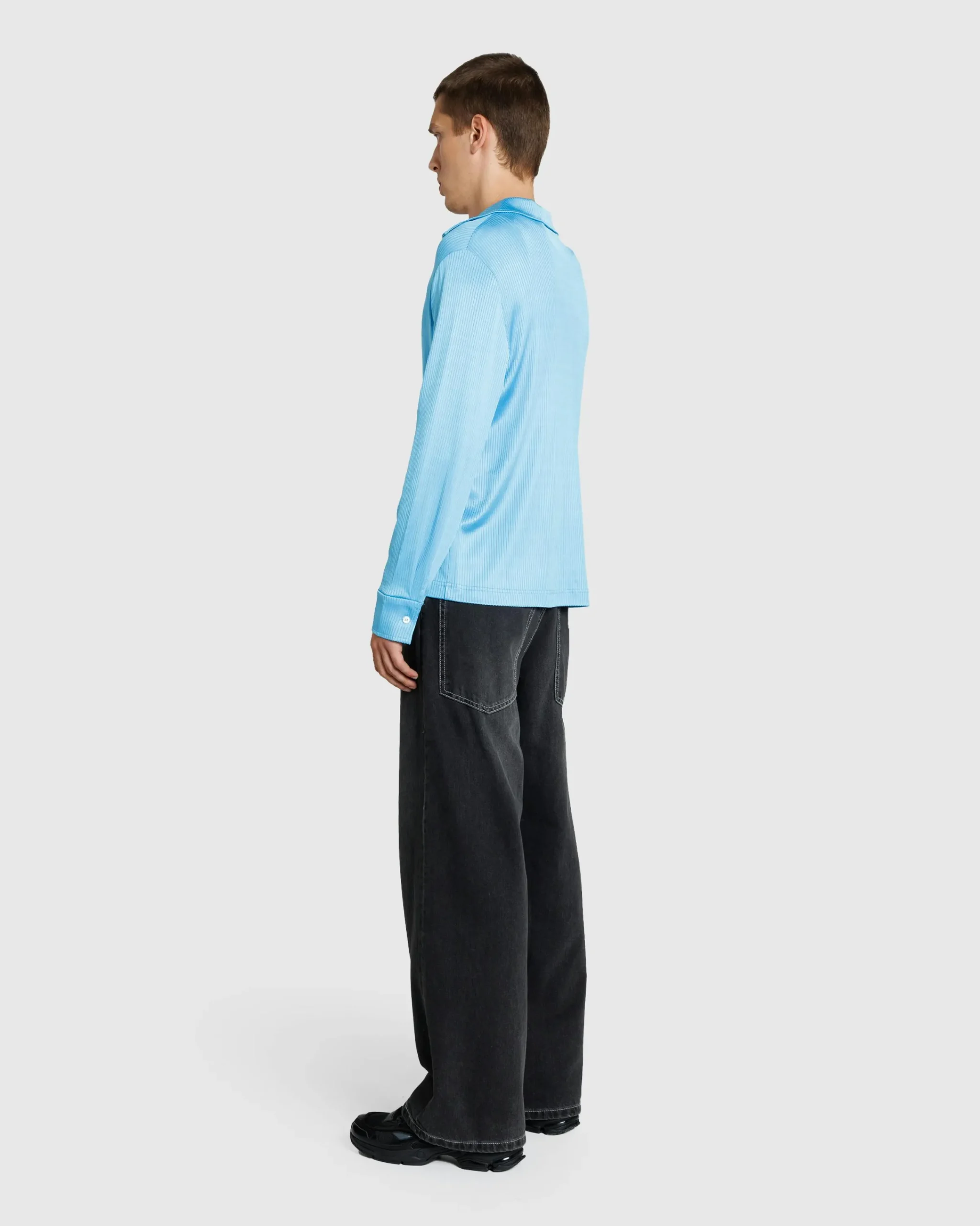 Séfr Darian Shirt Cyan Jersey Rib- Shirts