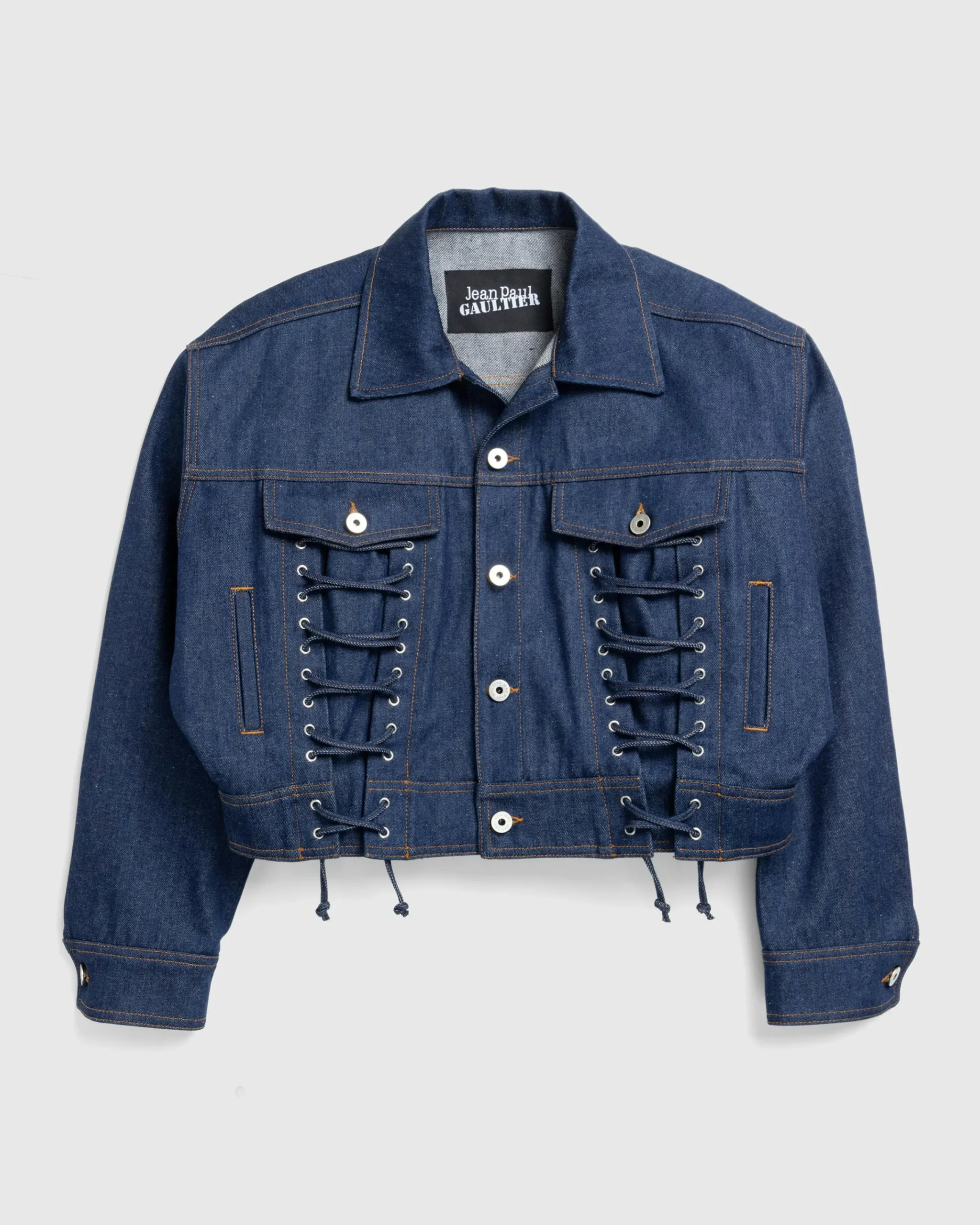 Jean Paul Gaultier Denim Jacket With Lace Detail- Outerwear