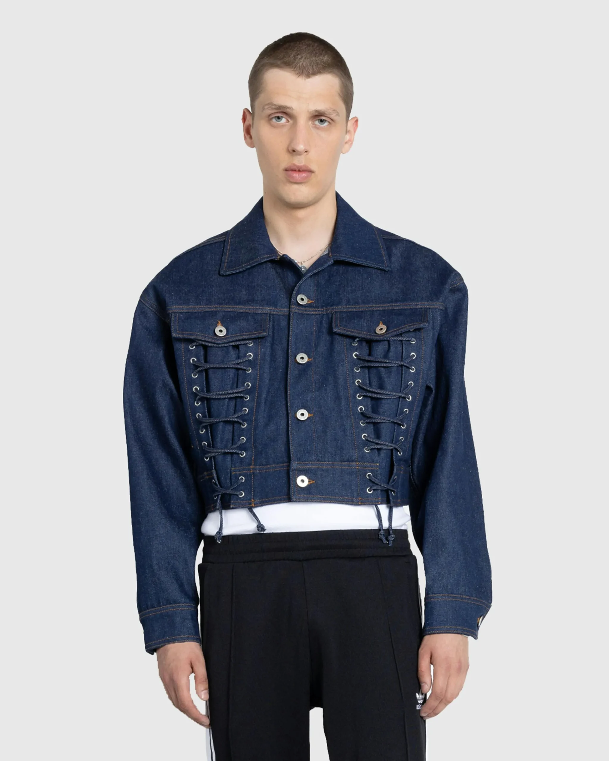 Jean Paul Gaultier Denim Jacket With Lace Detail- Outerwear