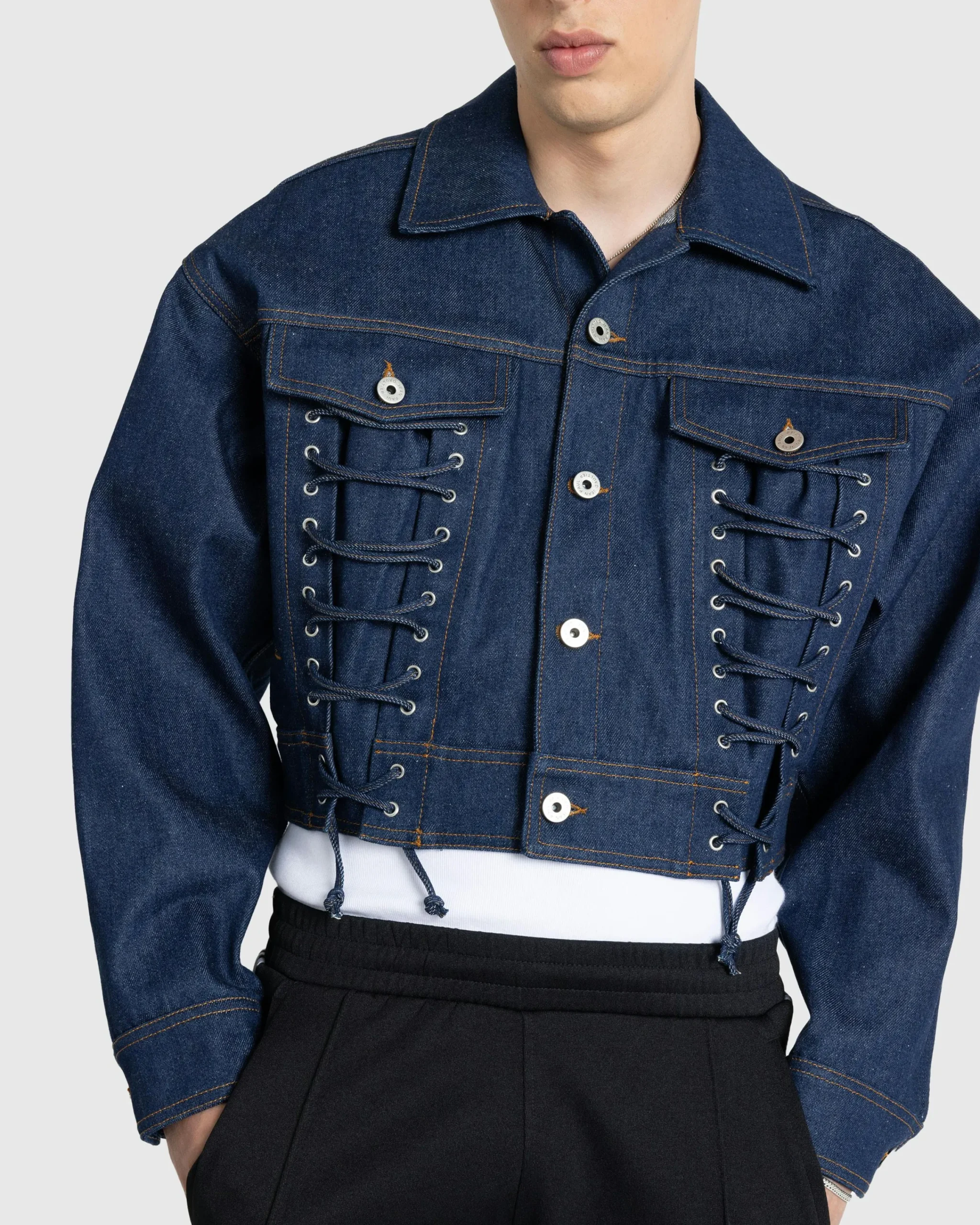 Jean Paul Gaultier Denim Jacket With Lace Detail- Outerwear