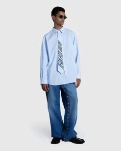 Jean Paul Gaultier Denim Jean With One Leg Buttons Detail Vintage Blue- Pants