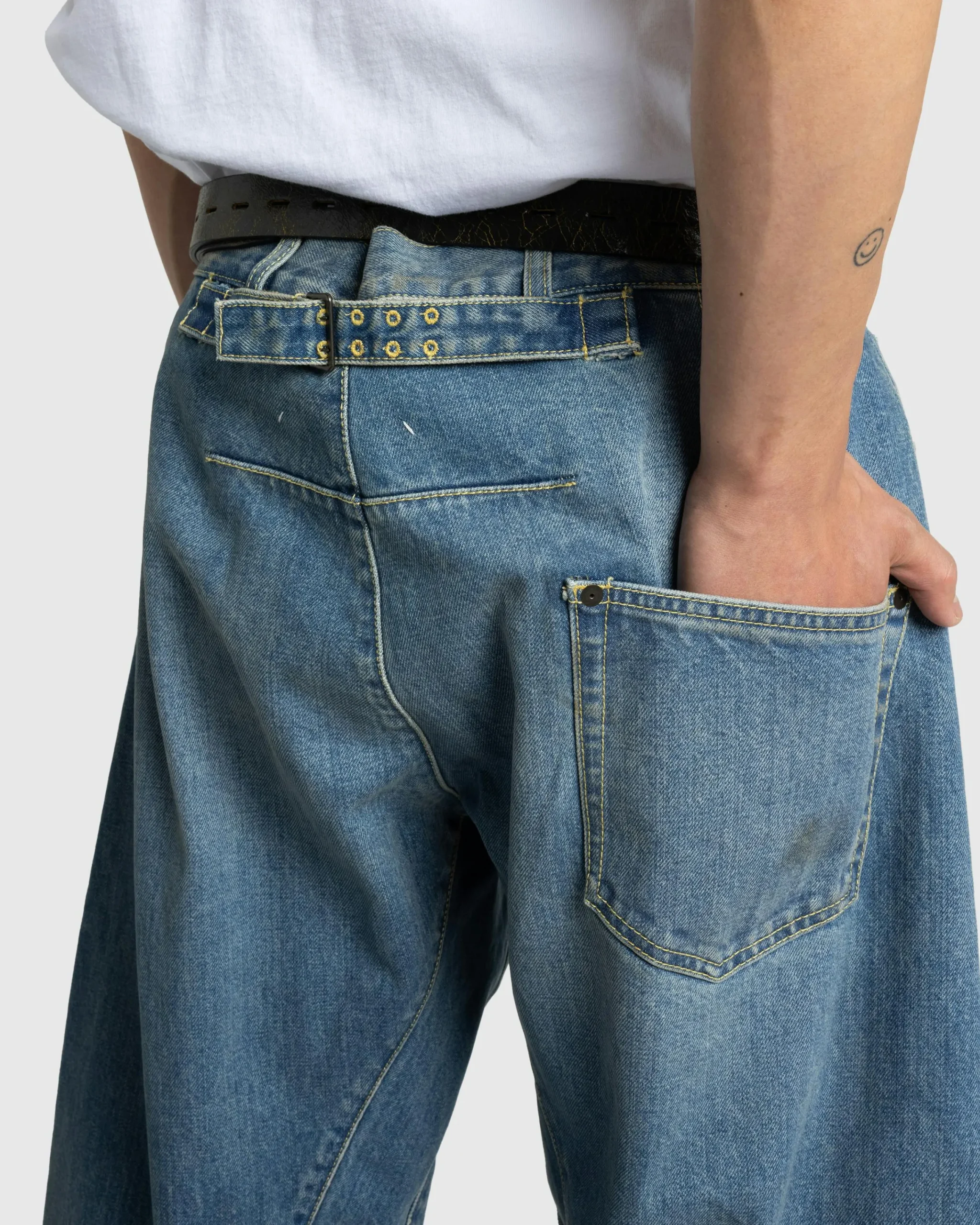 Maison Margiela Diagonal Seam Jeans Medium Blue- Pants