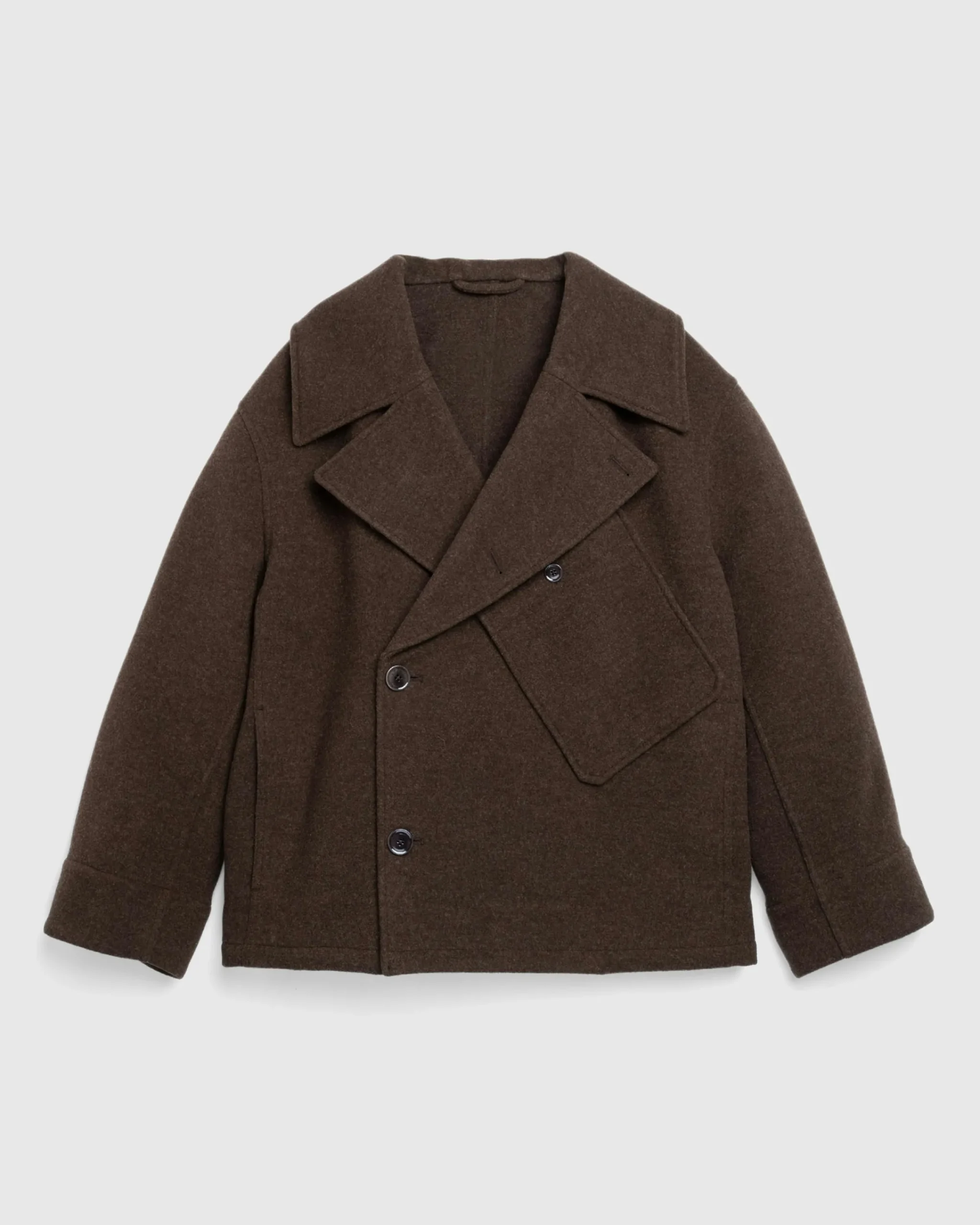 Lemaire Dispatch Peacoat Brown Chine- Outerwear