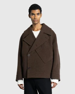 Lemaire Dispatch Peacoat Brown Chine- Outerwear