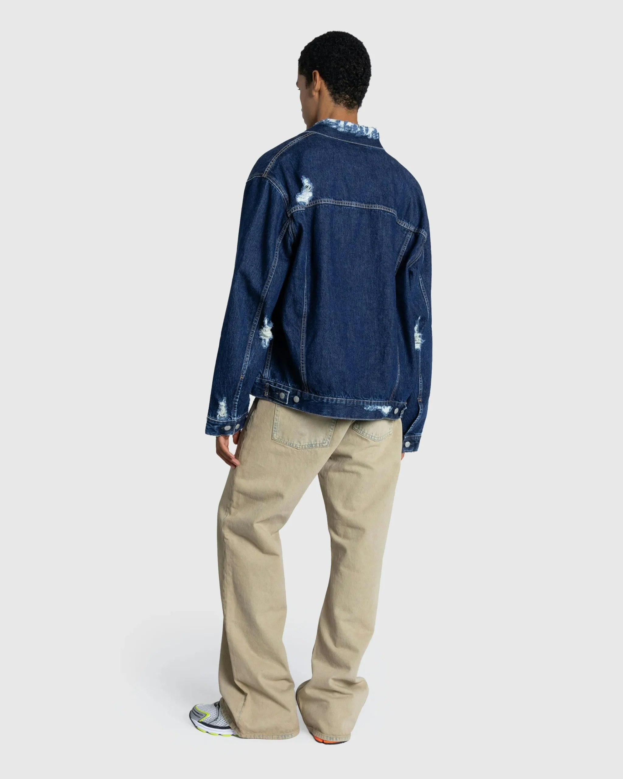 Acne Studios Distressed Denim Jacket Mid Blue- Outerwear