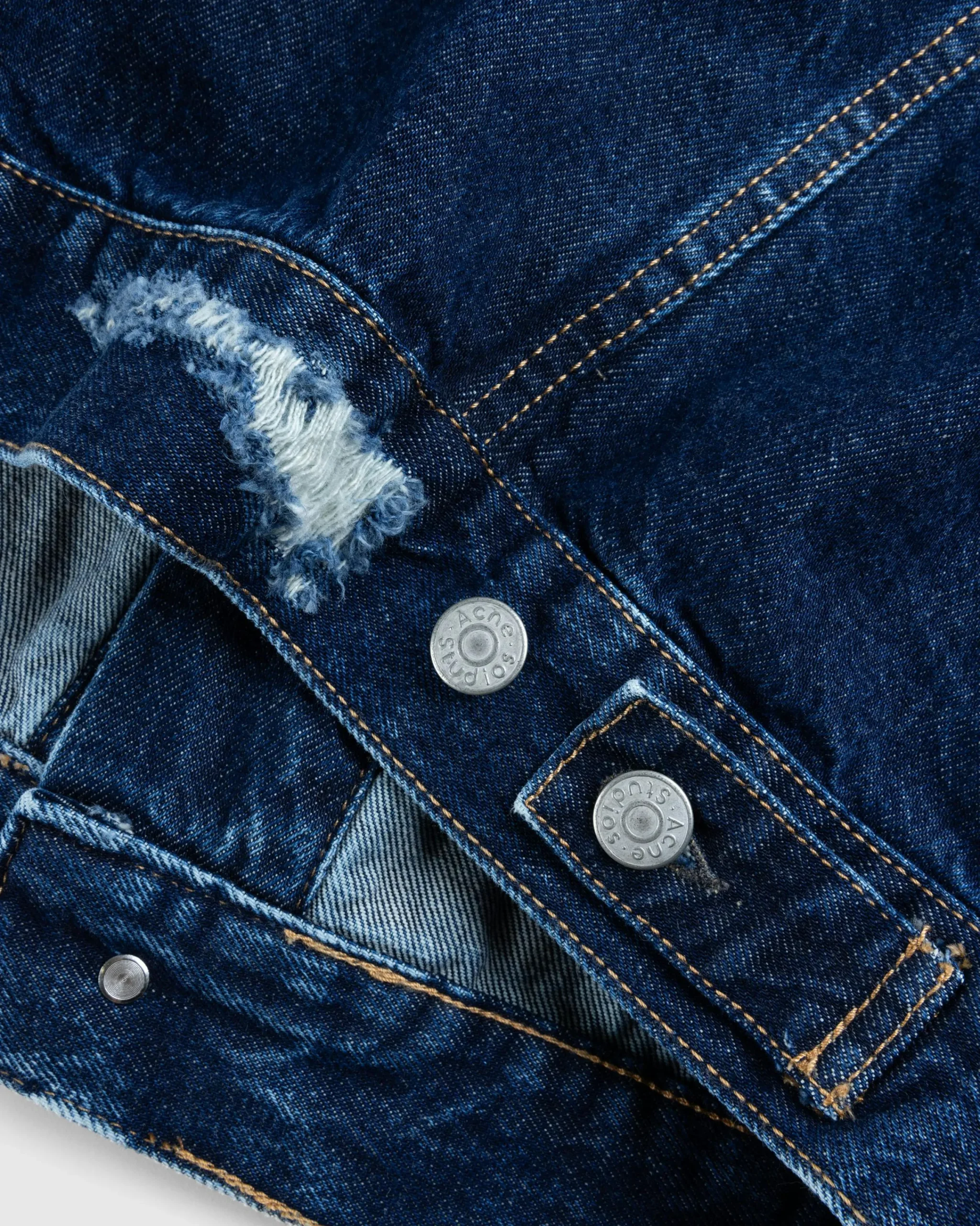 Acne Studios Distressed Denim Jacket Mid Blue- Outerwear