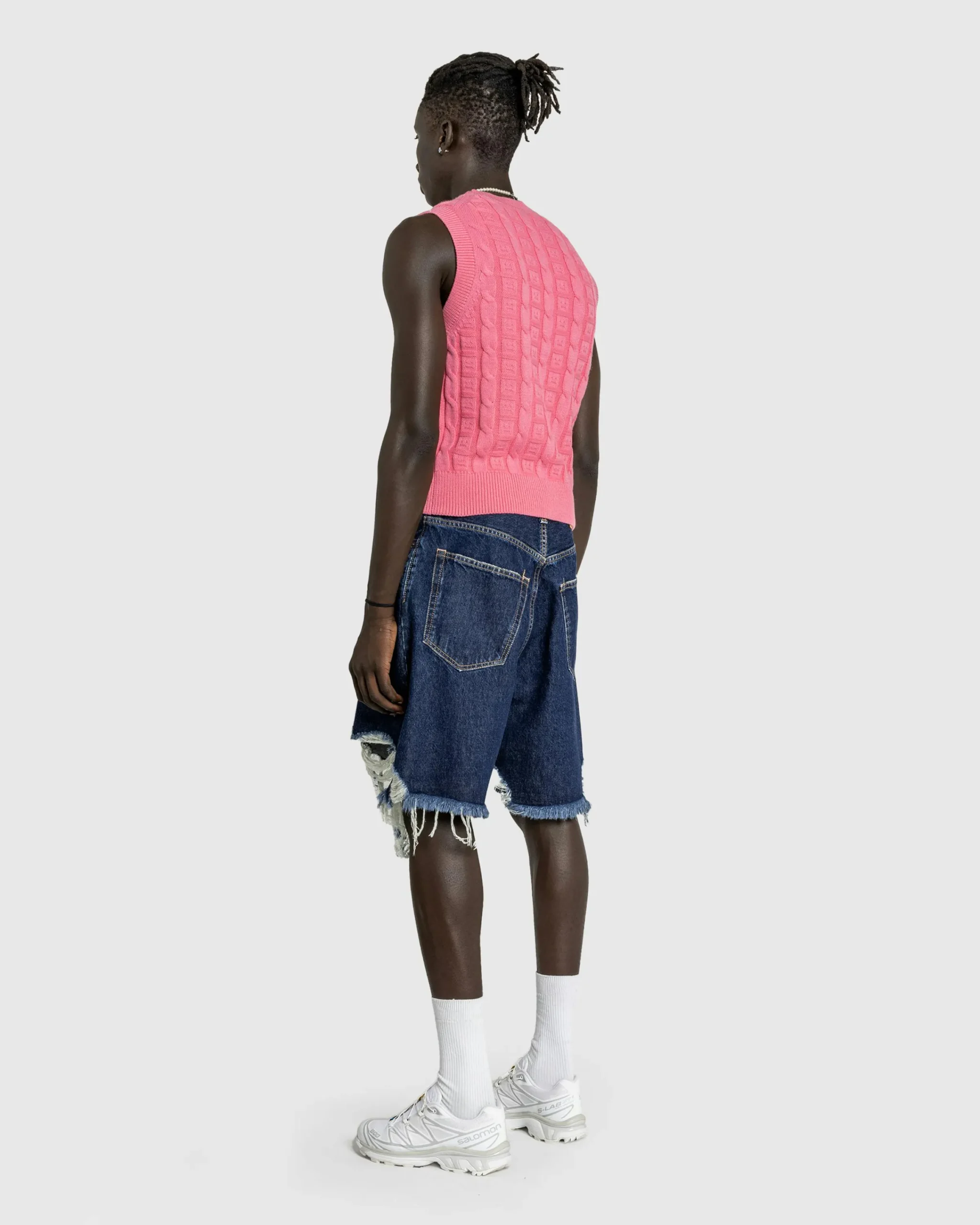 Acne Studios Distressed Denim Shorts Mid Blue- Shorts