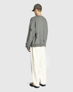 Acne Studios Distressed Logo Print Sweater Moss Green- Sweats