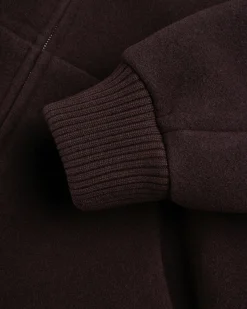 Auralee Double Cloth Heavy Wool Pile Zip Hoodie Dark Brown- Sweats