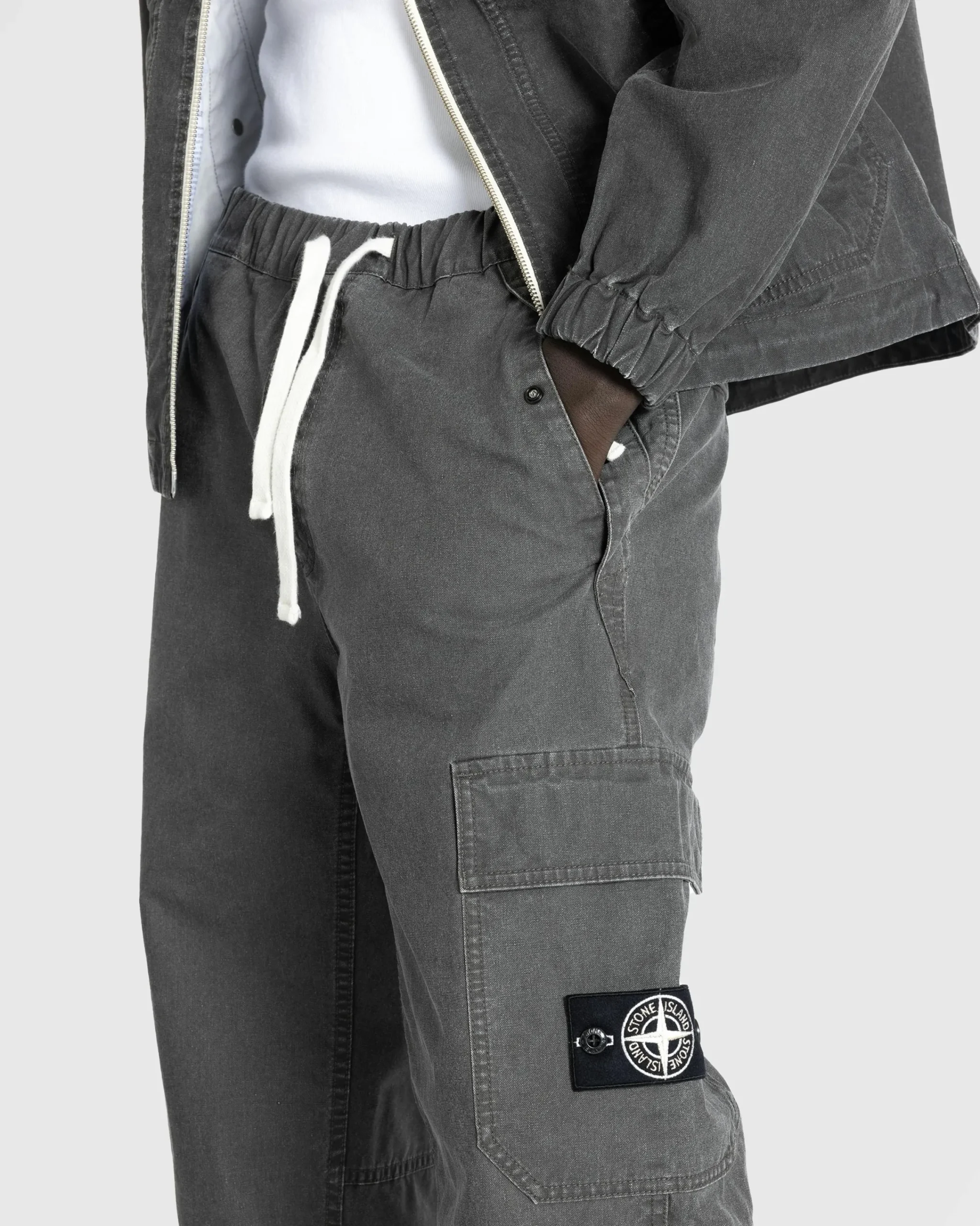 Stone Island Drawstring Pants Lead Grey- Pants