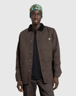 Dickies Duck High Pile Fleece Lined Chore Jacket Dark Brown- Outerwear