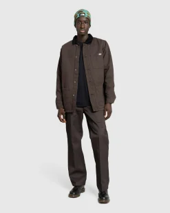 Dickies Duck High Pile Fleece Lined Chore Jacket Dark Brown- Outerwear