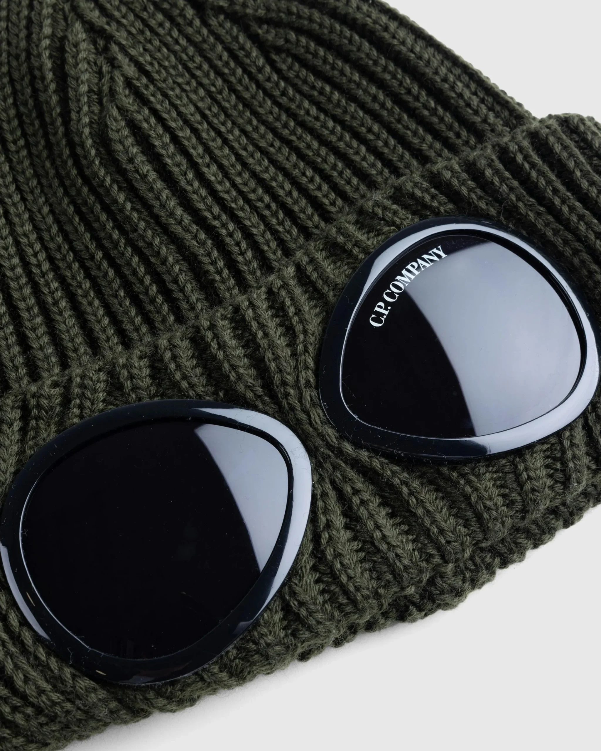 C.P. Company Extra Fine Merino Wool Goggle Beanie Ivy Green- Hats