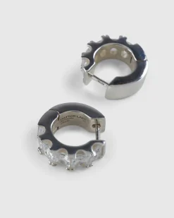 Hatton Labs Facet Hoop Earrings Sterling Silver/White- Jewelry