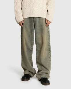 Guess USA Flannel Lined Relaxed Denim Pant Grey- Pants