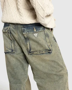 Guess USA Flannel Lined Relaxed Denim Pant Grey- Pants