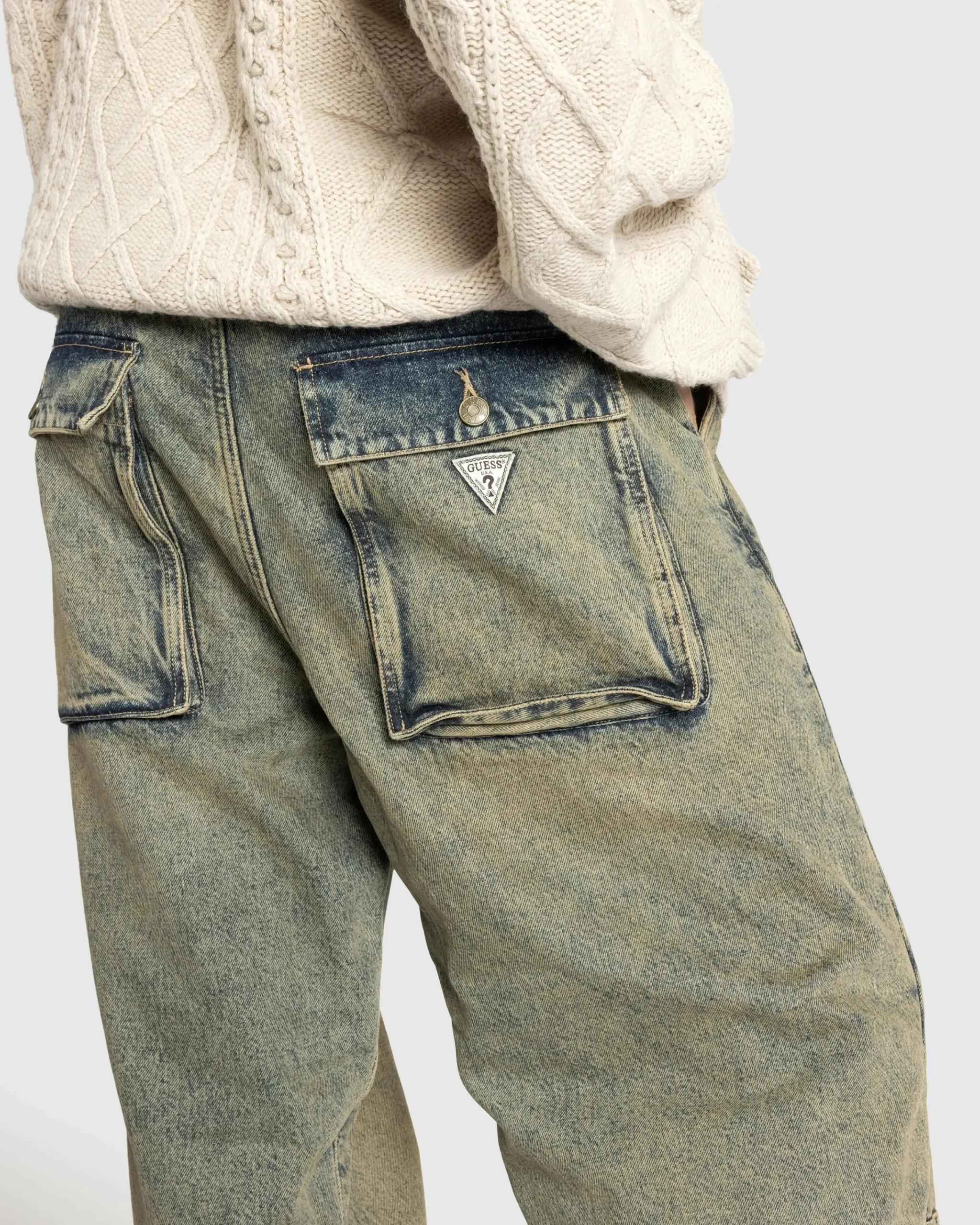 Guess USA Flannel Lined Relaxed Denim Pant Grey- Pants