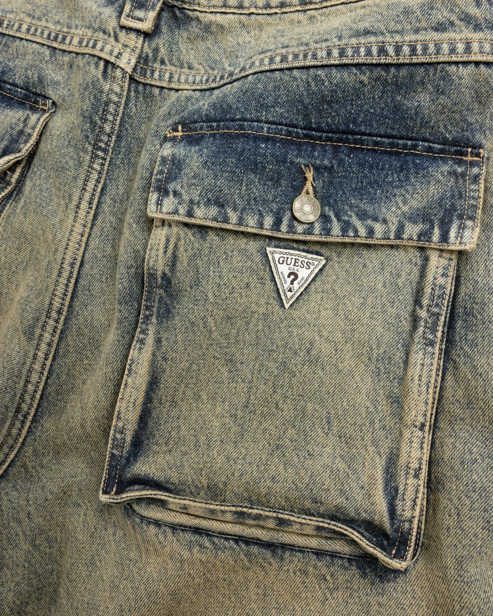 Guess USA Flannel Lined Relaxed Denim Pant Grey- Pants