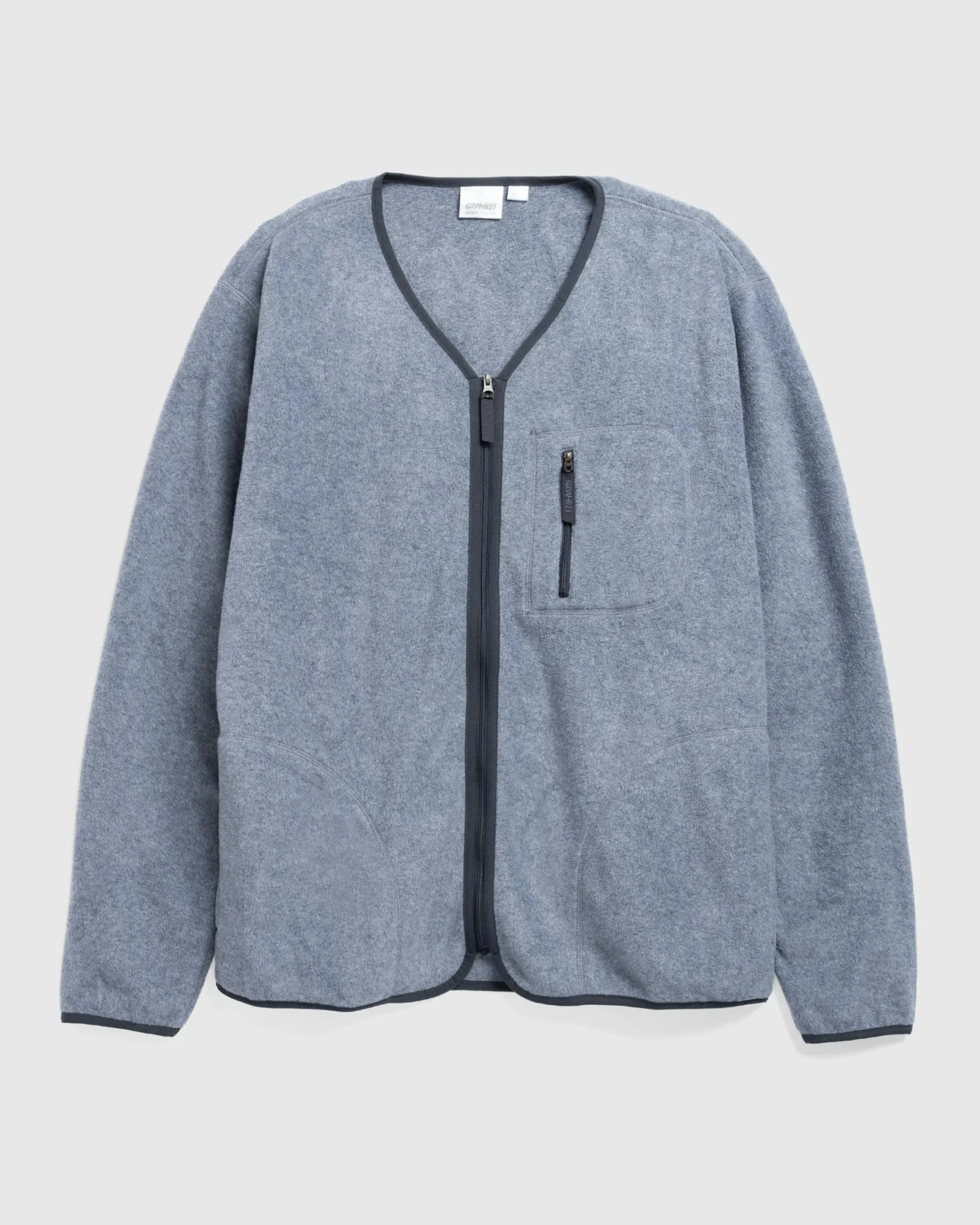 Gramicci Fleece Cardigan Zip-Up Heather Charcoal- Knitwear