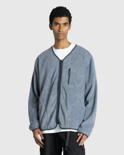 Gramicci Fleece Cardigan Zip-Up Heather Charcoal- Knitwear