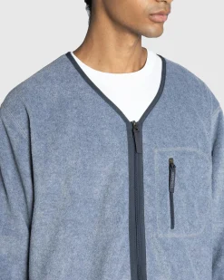 Gramicci Fleece Cardigan Zip-Up Heather Charcoal- Knitwear