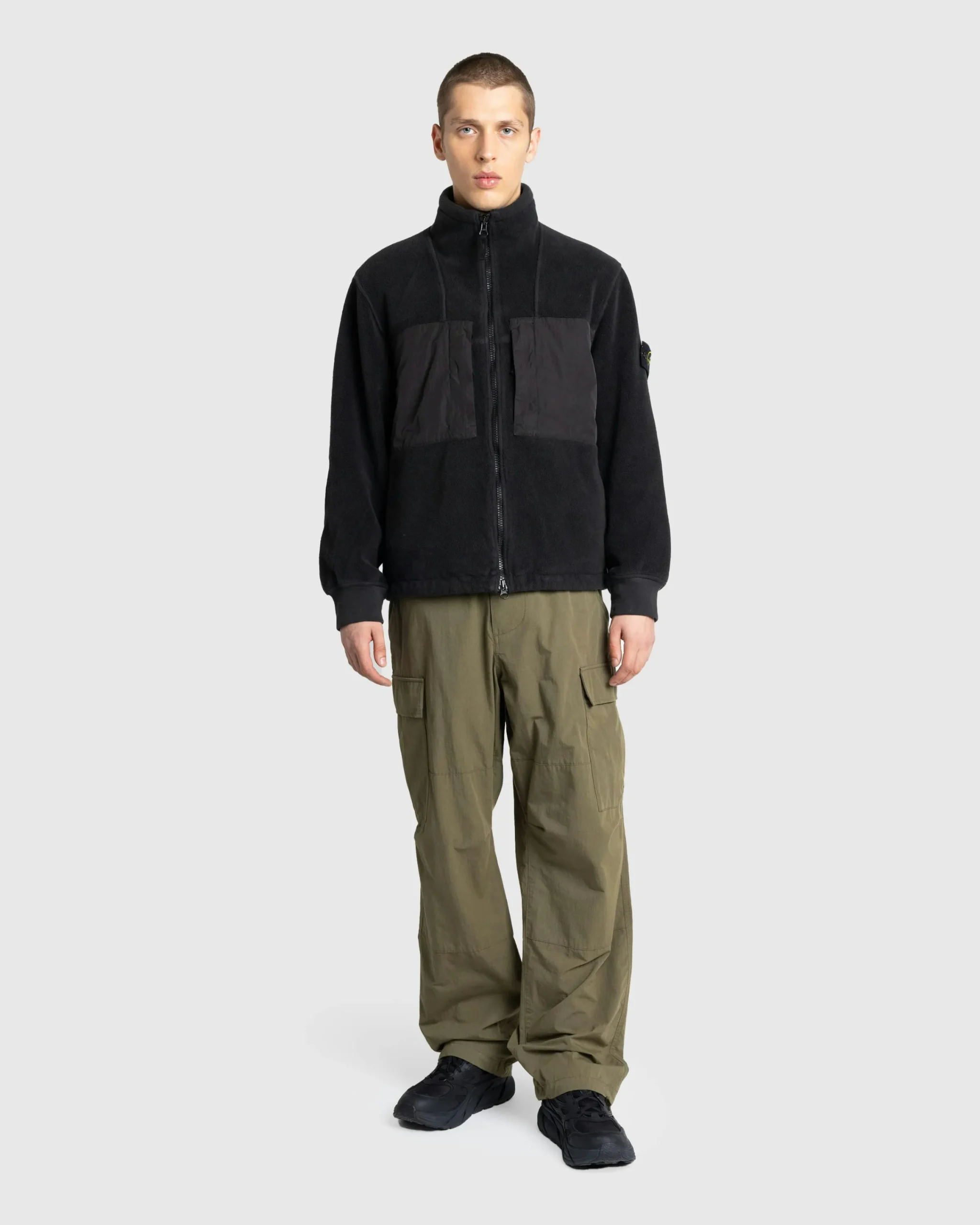 Stone Island Fleece Jacket Lead Grey- Outerwear