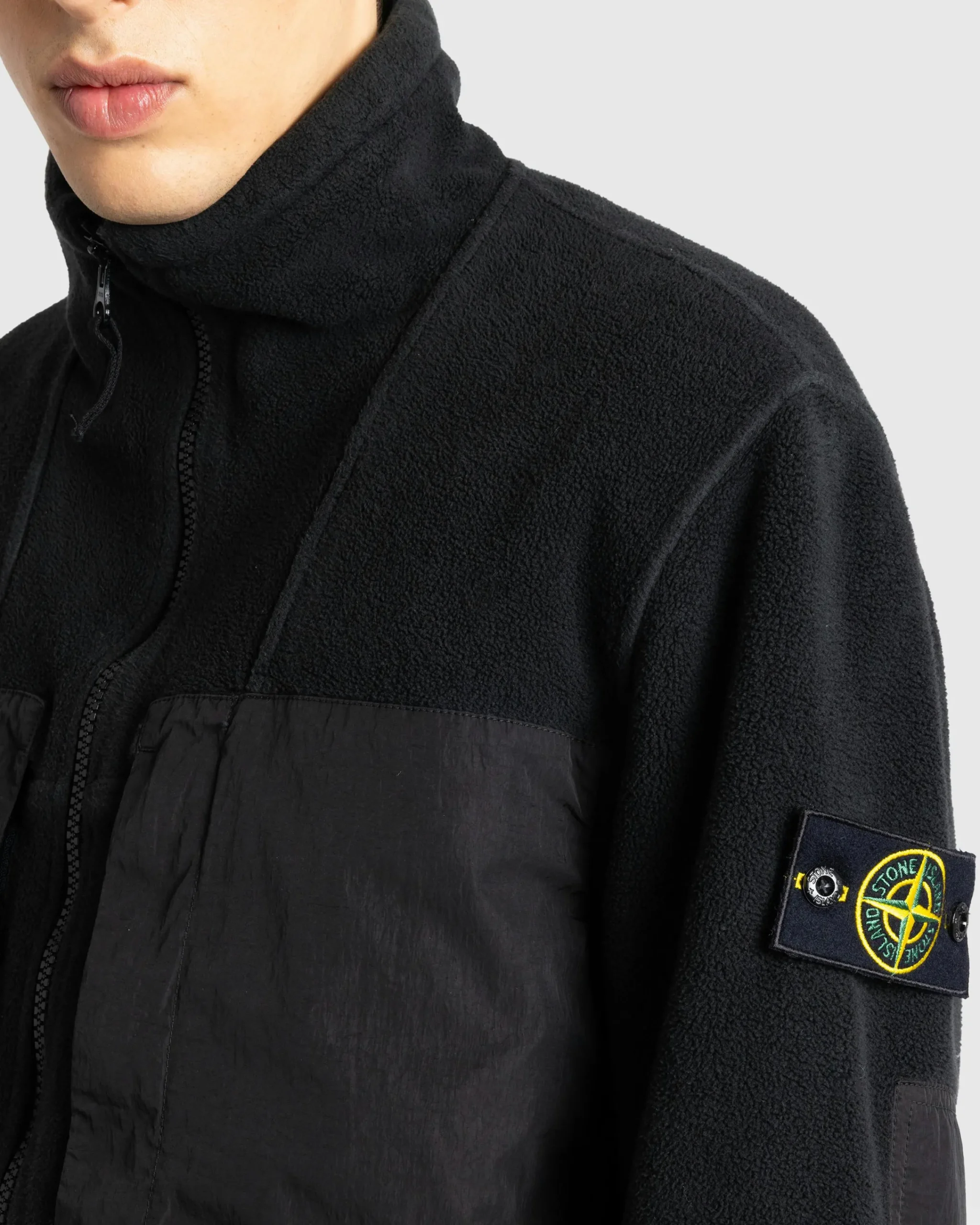 Stone Island Fleece Jacket Lead Grey- Outerwear