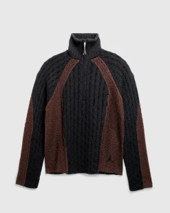ROA Flower Stitch Turtleneck Zip Up- Knitwear
