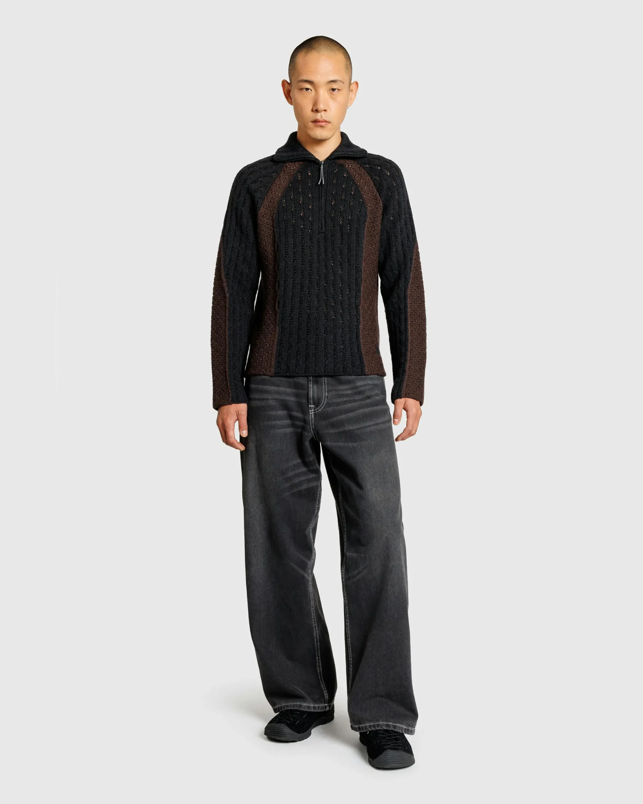 ROA Flower Stitch Turtleneck Zip Up- Knitwear