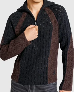 ROA Flower Stitch Turtleneck Zip Up- Knitwear