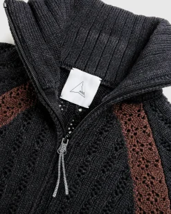 ROA Flower Stitch Turtleneck Zip Up- Knitwear