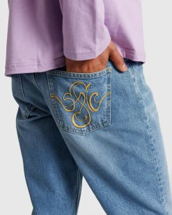 Stockholm Surfboard Club Fog Denim Light Blue- Pants
