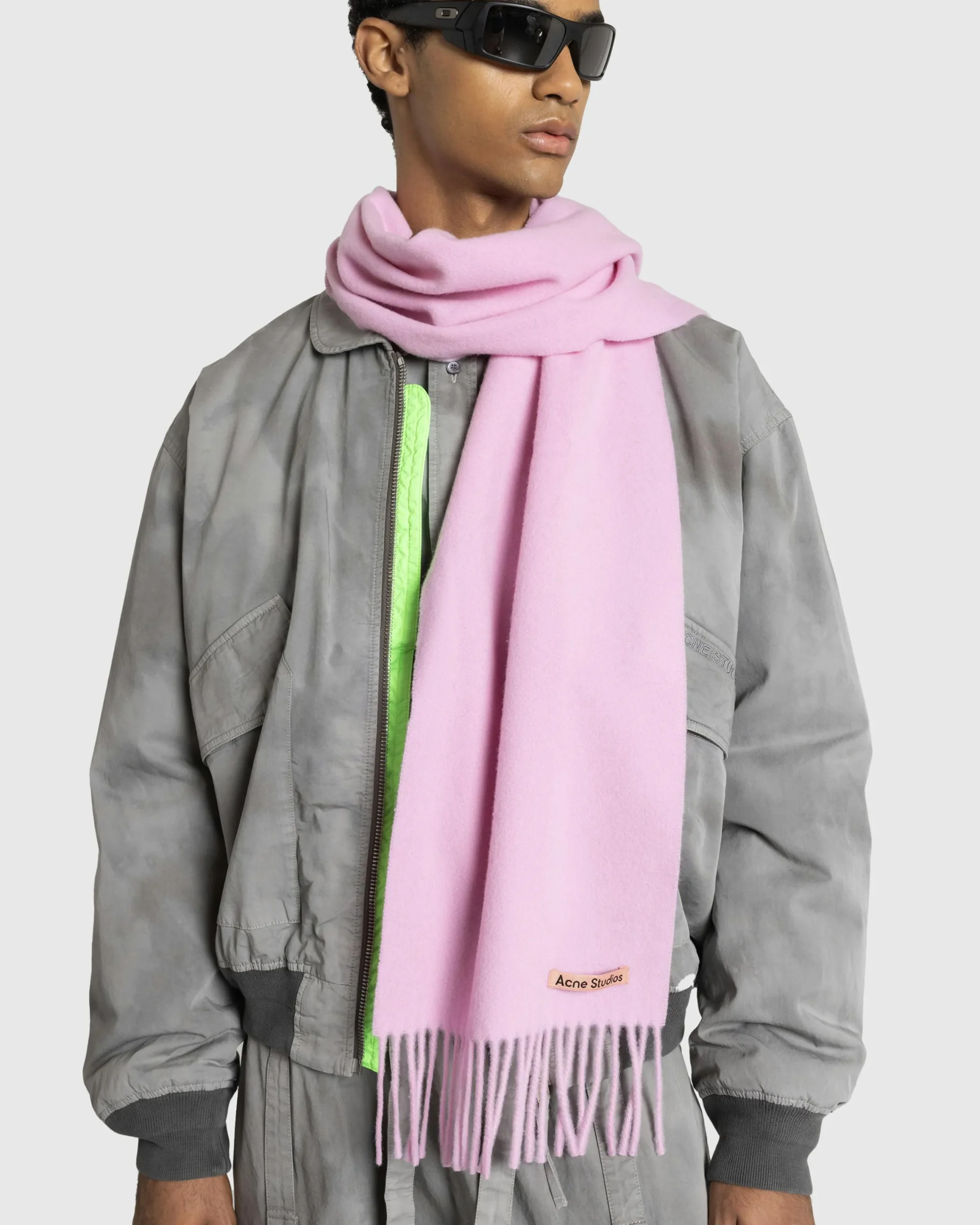 Acne Studios Fringe Wool Scarf Cotton Candy Pink- Scarves