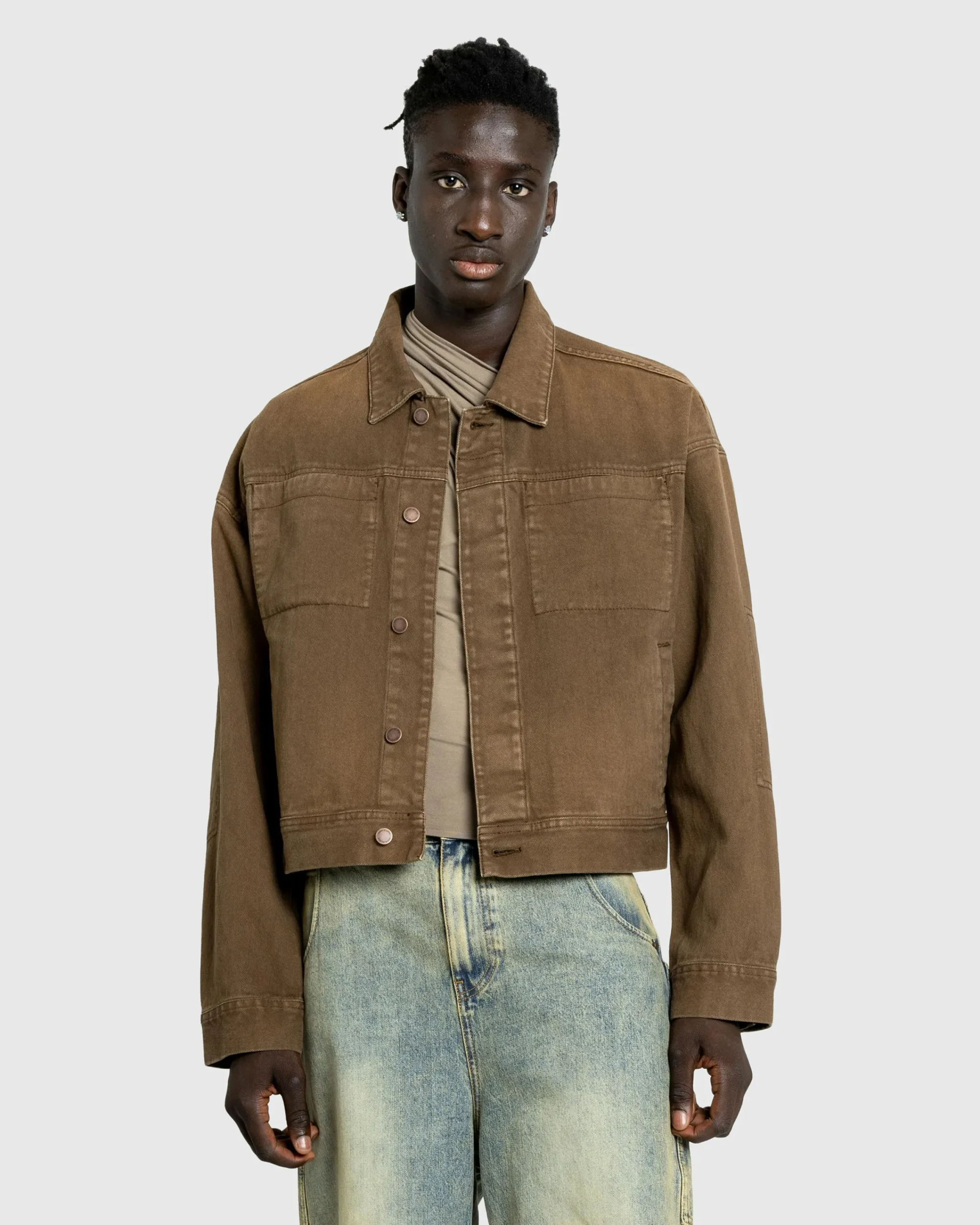 Entire Studios Gem Denim Jacket Military Stone- Outerwear