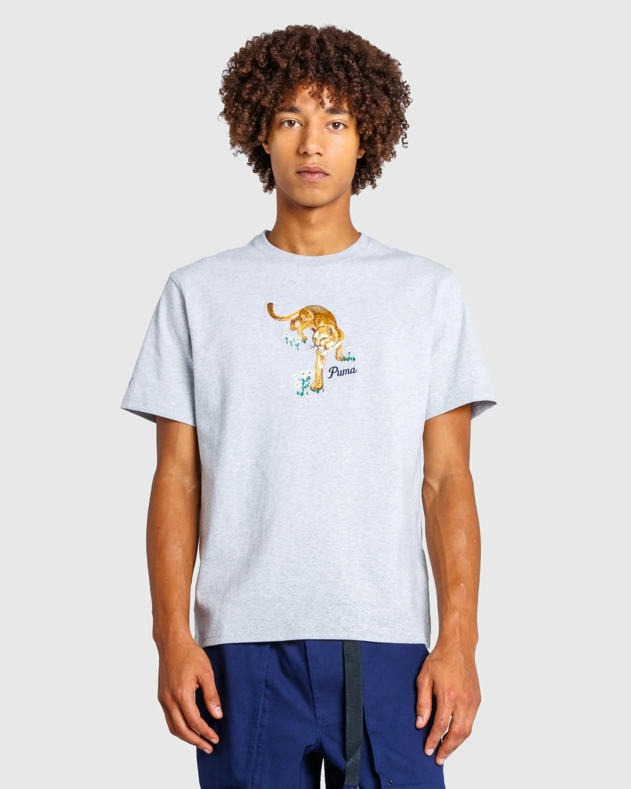 Puma Graphic Tee Light Grey Heather- Tops