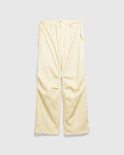 Auralee Hard Twist Polyester Satin Laminate Field Pants Light Beige- Pants