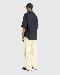Auralee Hard Twist Polyester Satin Laminate Field Pants Light Beige- Pants