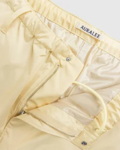 Auralee Hard Twist Polyester Satin Laminate Field Pants Light Beige- Pants