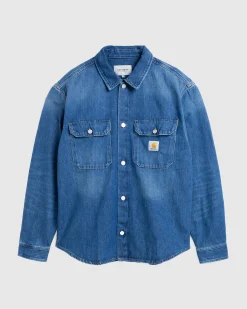 Carhartt WIP Harvey Shirt Jacket Blue/Dark Used Wash- Shirts