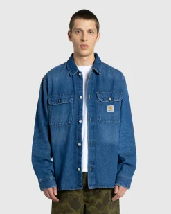 Carhartt WIP Harvey Shirt Jacket Blue/Dark Used Wash- Shirts