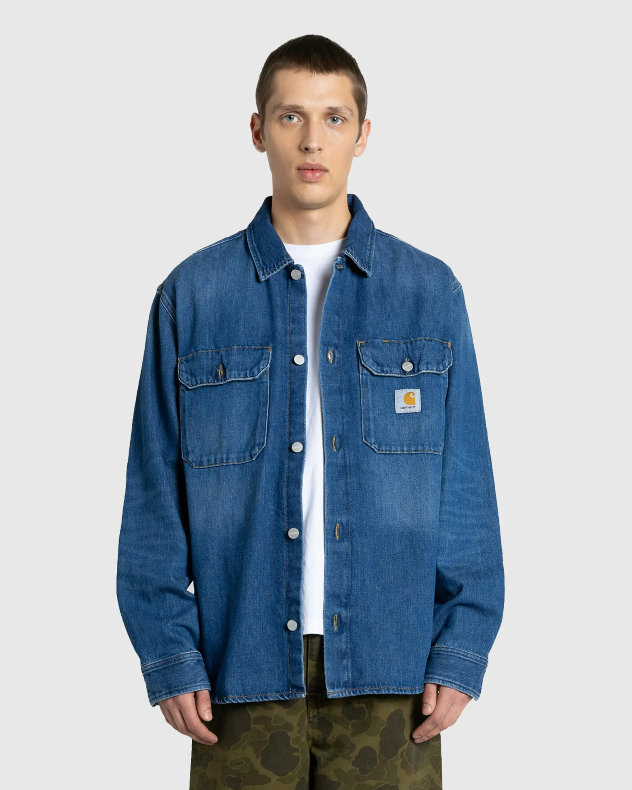 Carhartt WIP Harvey Shirt Jacket Blue/Dark Used Wash- Shirts