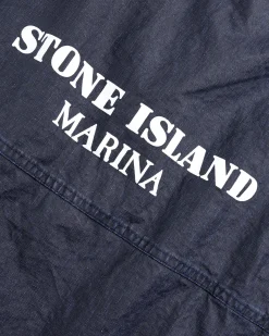 Stone Island Hooded Linen Jacket Royal Blue- Outerwear