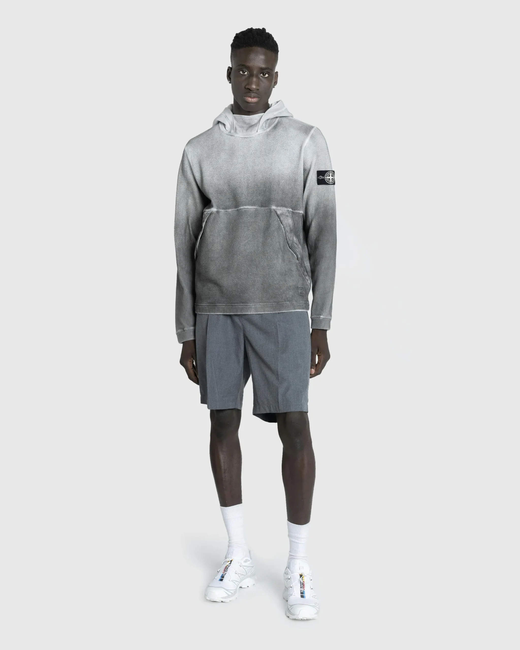 Stone Island Hooded Sweatshirt Lead Grey- Sweats