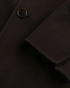 Meta Campania Collective Hugo Long Wool Coat Dark Chocolate Brown- Outerwear