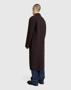 Meta Campania Collective Hugo Long Wool Coat Dark Chocolate Brown- Outerwear