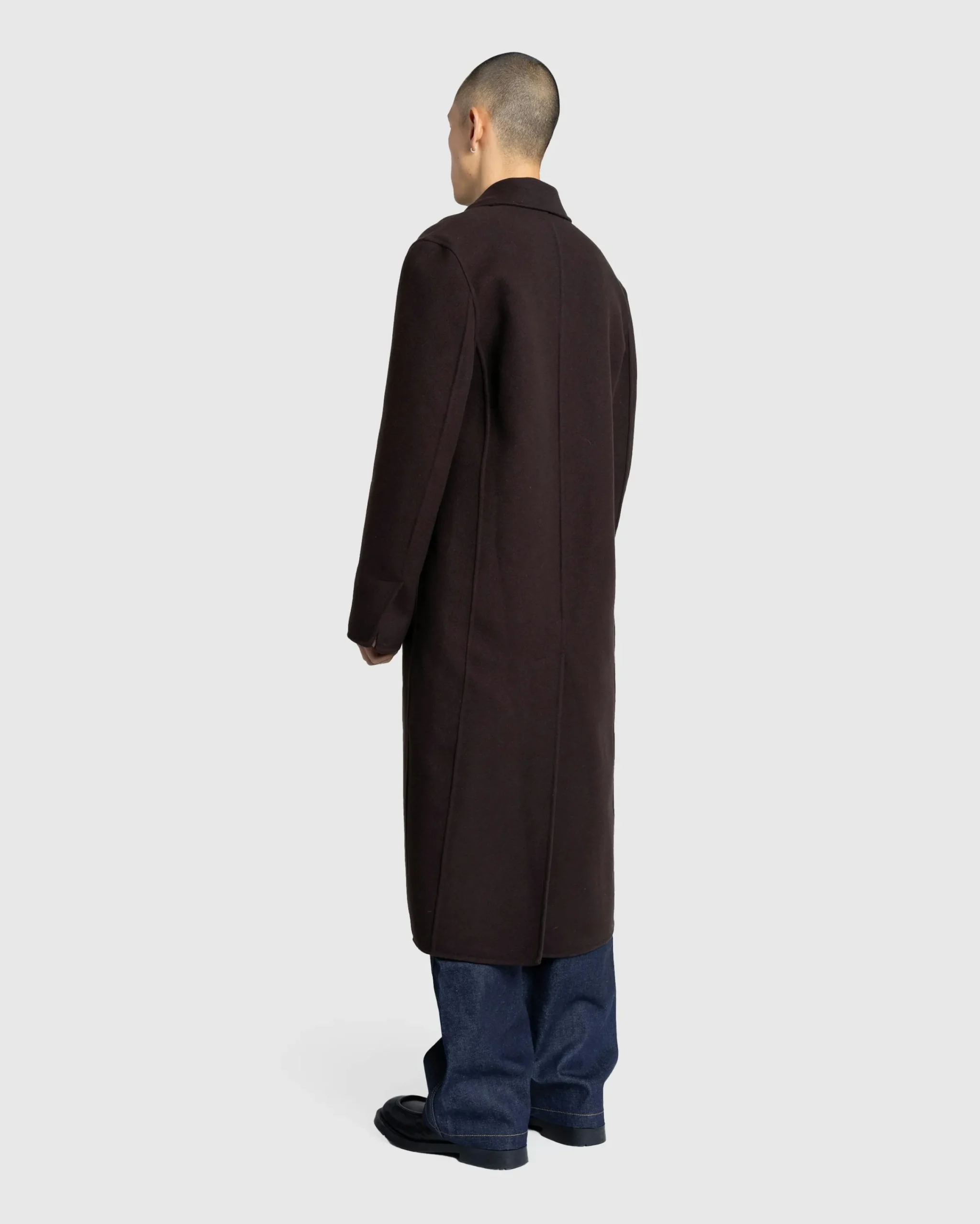 Meta Campania Collective Hugo Long Wool Coat Dark Chocolate Brown- Outerwear