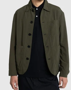 Meta Campania Collective Julian Selflined Nylon Shirt Jacket Dark Khaki- Outerwear