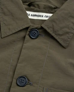 Meta Campania Collective Julian Selflined Nylon Shirt Jacket Dark Khaki- Outerwear