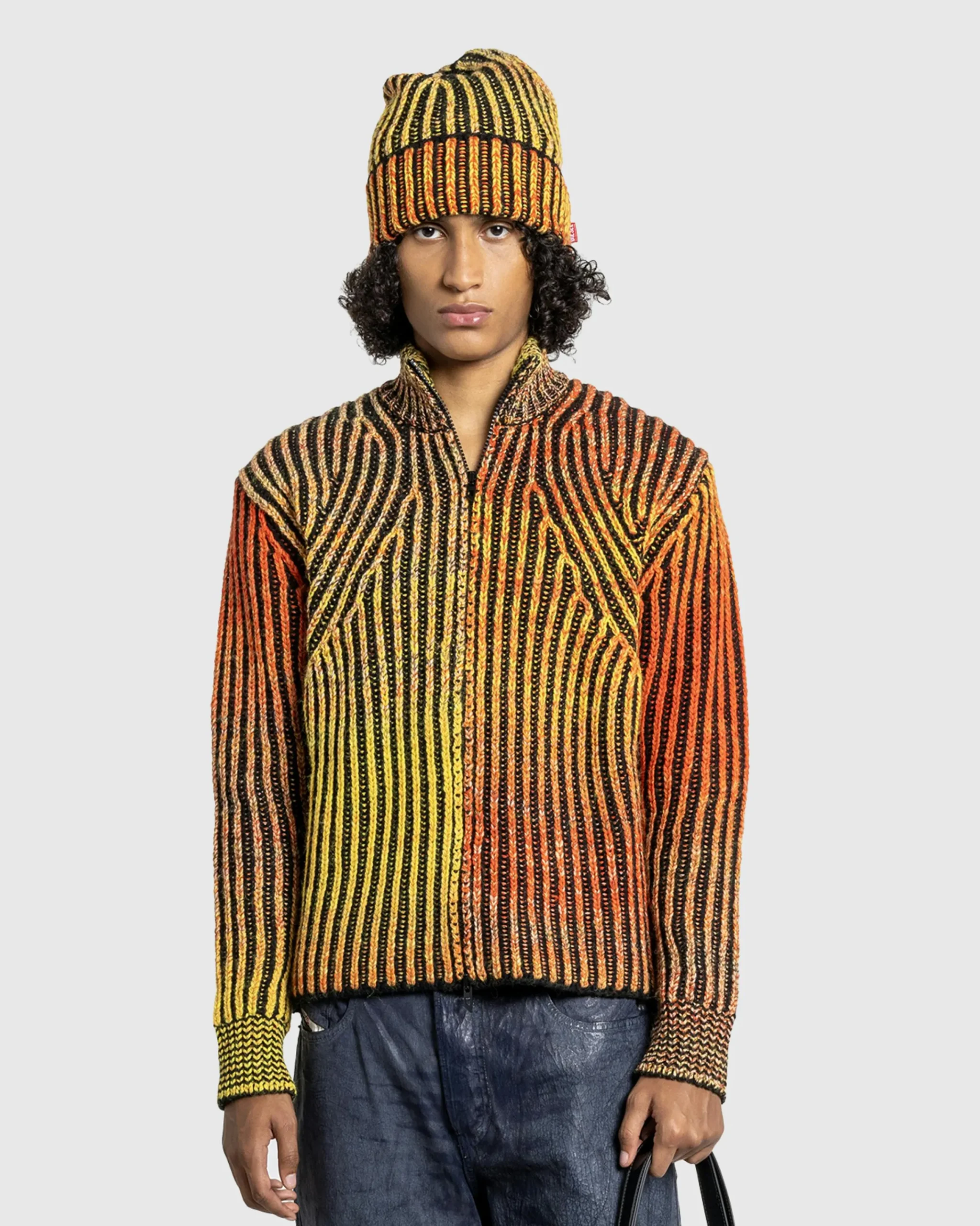 Diesel K-Oakland-Zip Knitwear Scarlet Ibis- Knitwear