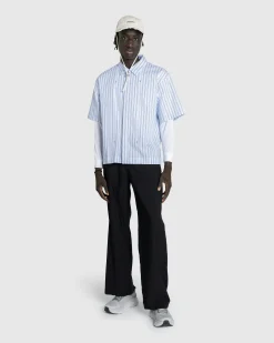 JACQUEMUS La Chemise Manches Courte Print Blue Stripe- Shirts